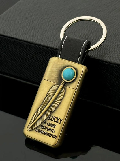 Blue Gem Antique Silver Pocket Lighter