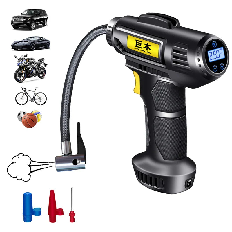 Compact 12V Car Air Pump – Portable Tire Compressor - Pexav