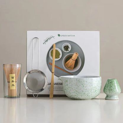 Traditional Green Tea Bowl Set Standard Size Premium Ceramic - Pexav