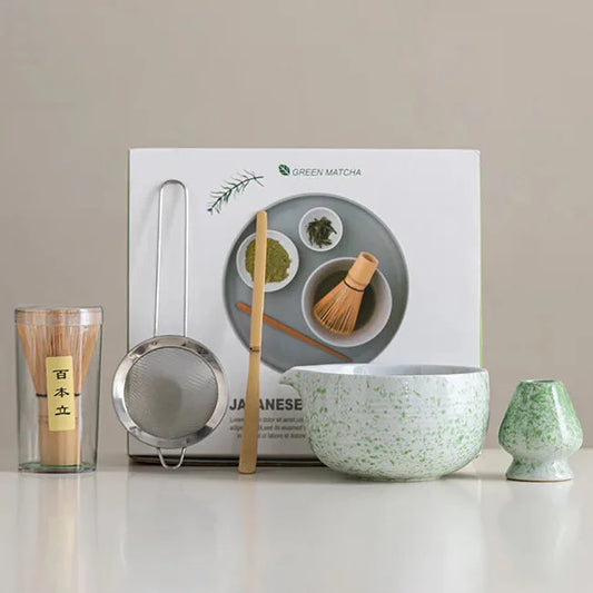 Traditional Green Tea Bowl Set Standard Size Premium Ceramic - Pexav