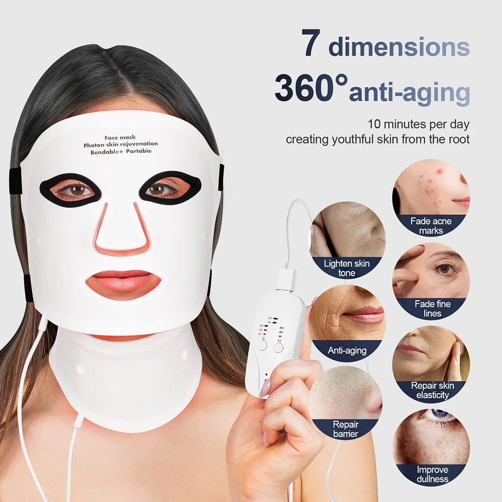 Colorful LED Facial & Neck Mask – Intensive Light Therapy