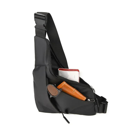 Anti-Theft Men's Leather Chest Crossbody Sling Bag