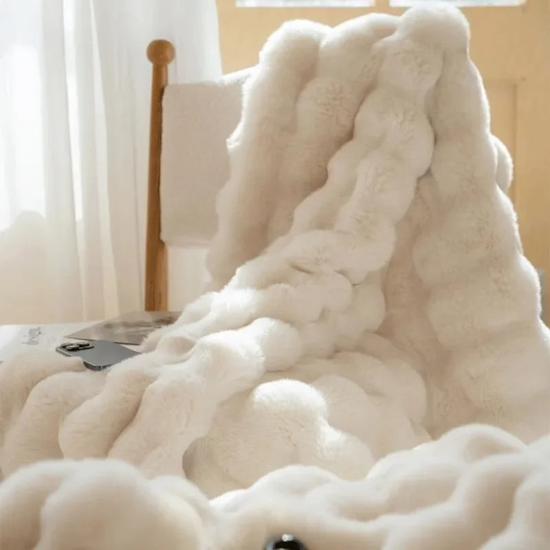 Soft Plush Reversible Throw Blanket for Home