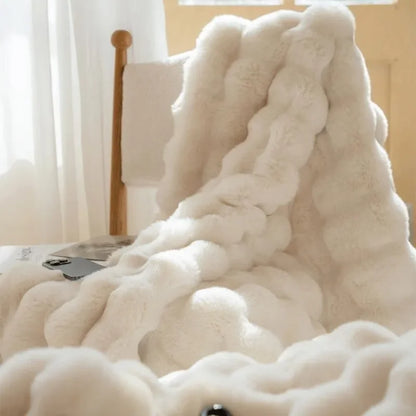 Soft Plush Reversible Throw Blanket for Home