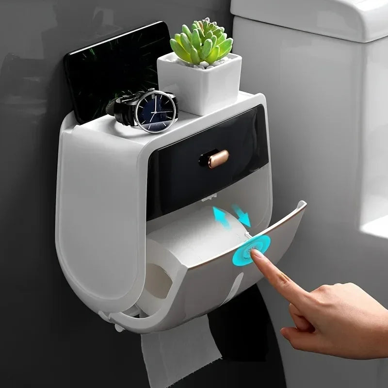 Space Saving 2 Tier Bathroom Tissue Holder - Pexav