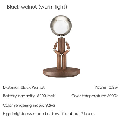 Space Theme Wooden Desk Lamp