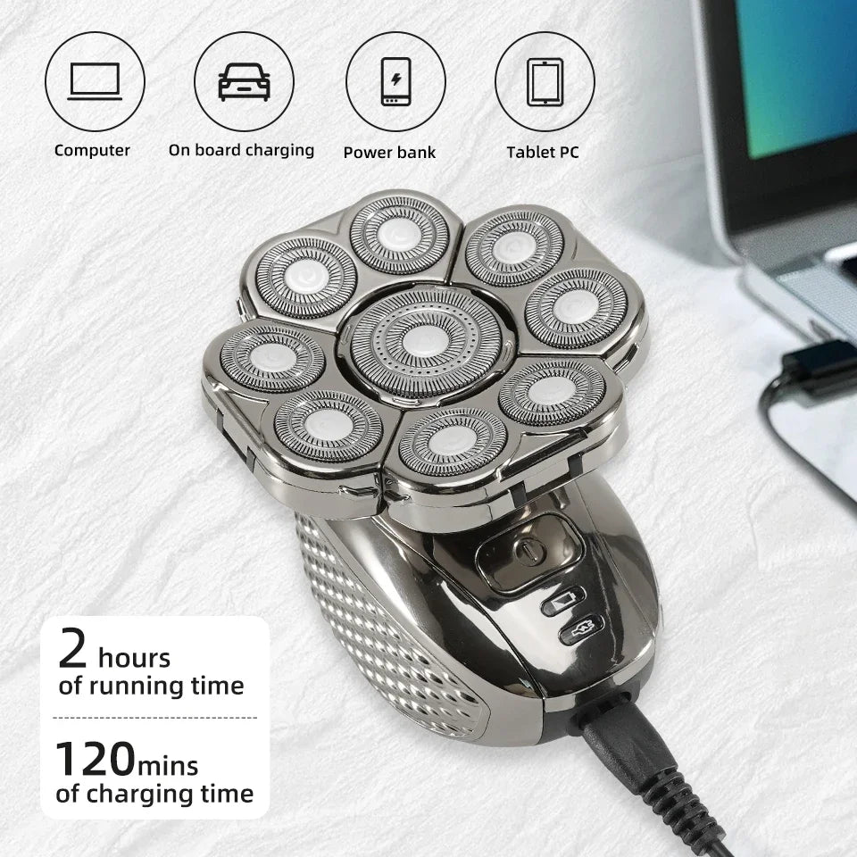 Advanced 6-in-1 Men's Rechargeable Shaver with Adjustable Heads