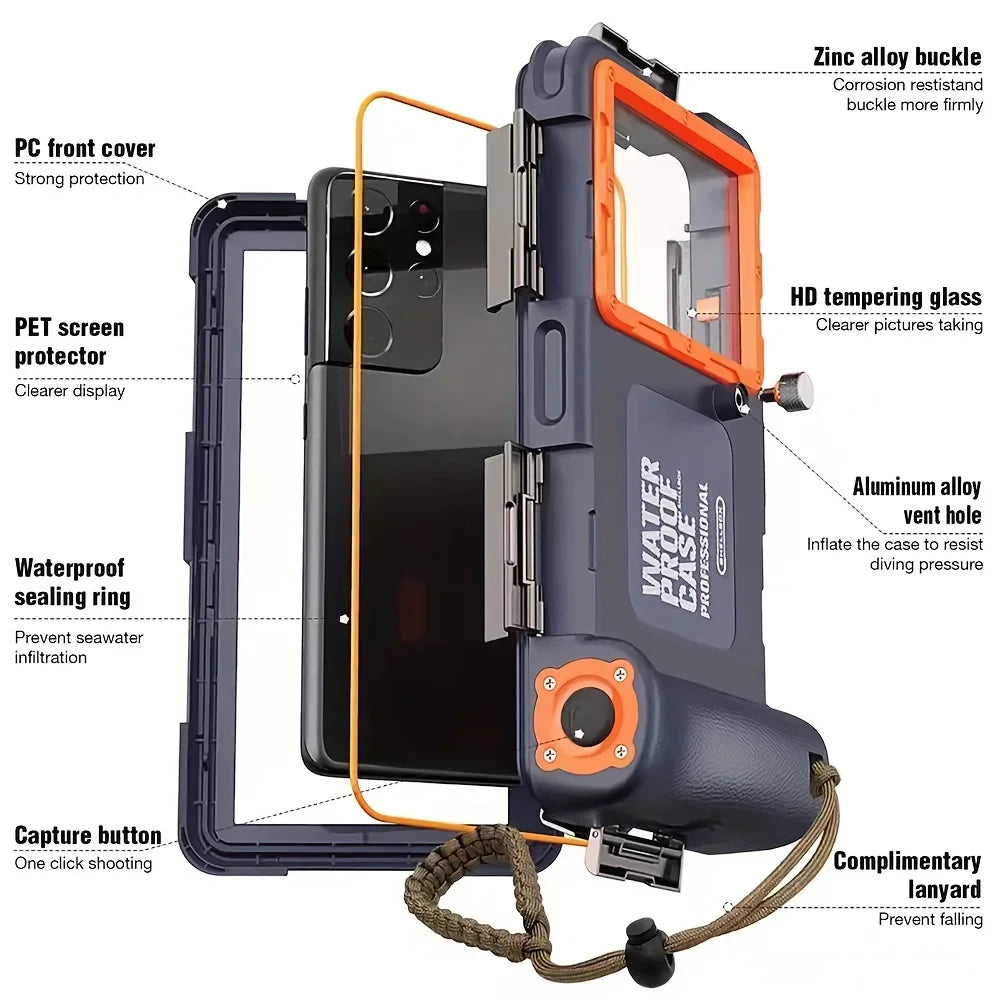 Waterproof Phone Pouch with Depth Protection and Strap