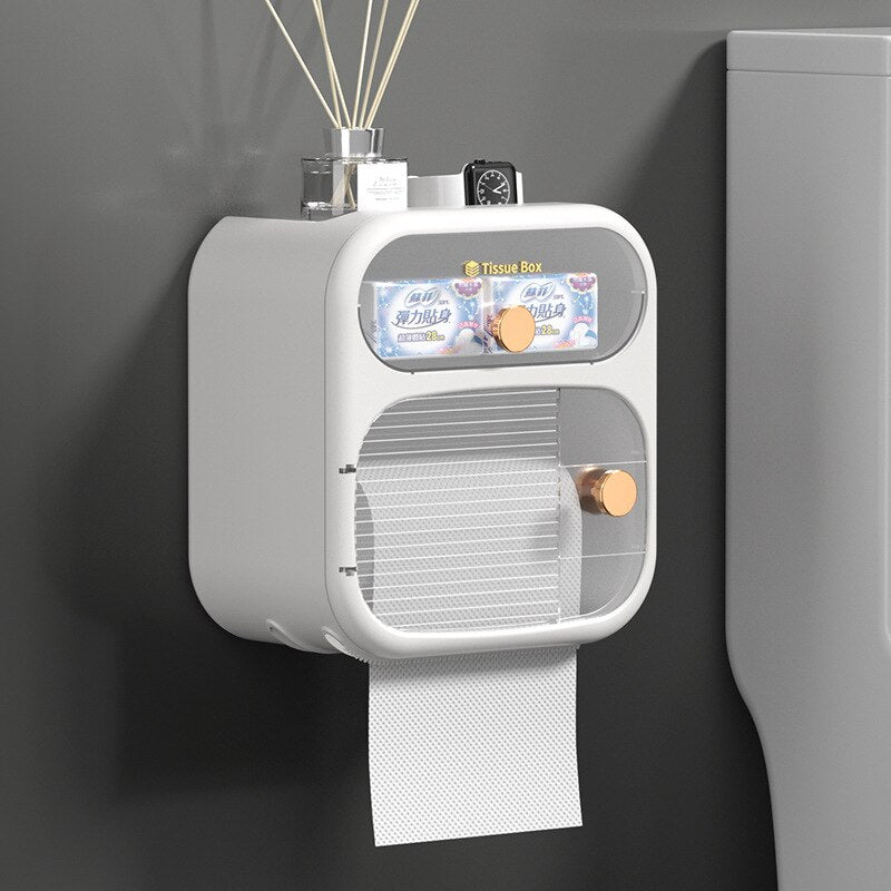 Space-Saving Bathroom Toilet Paper Holder Box
