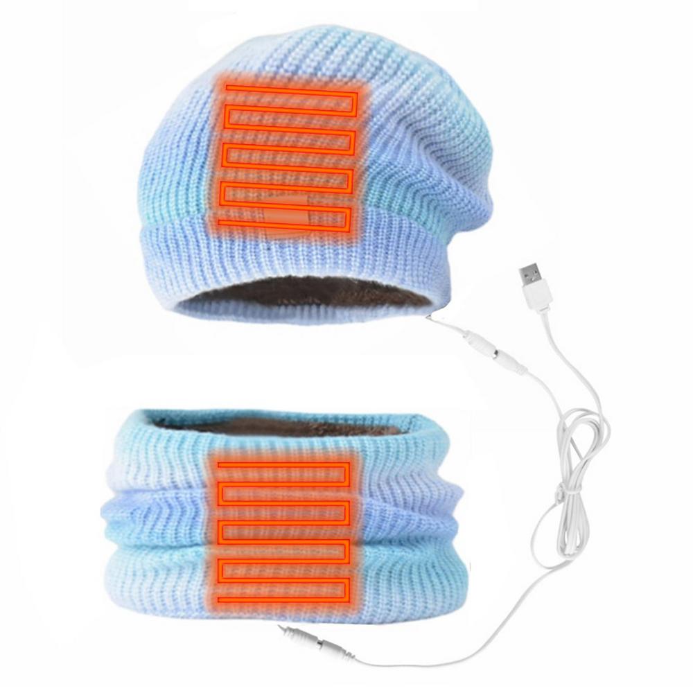 Warm Fleece USB Heated Hat and Scarf Set