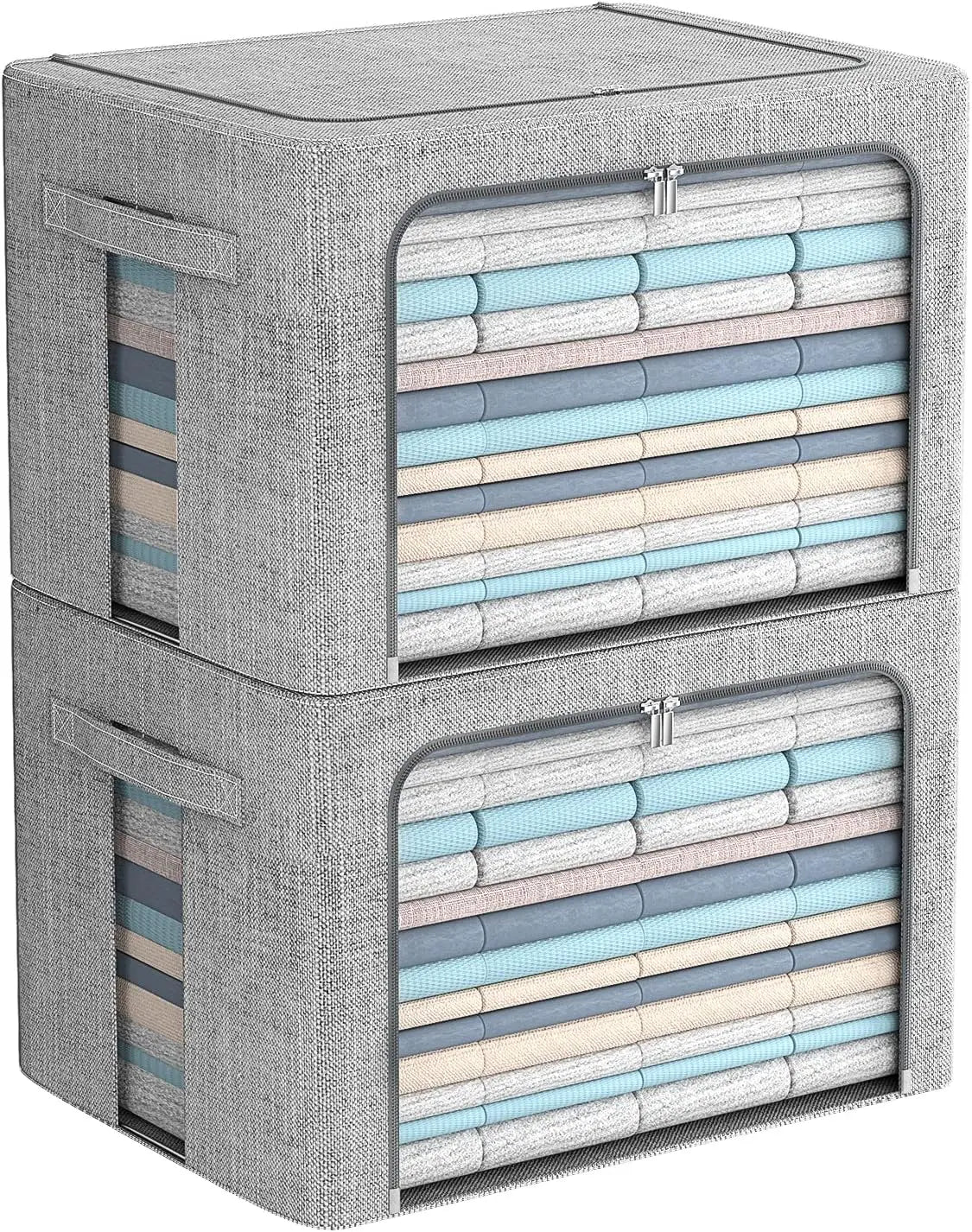 Collapsible Cloth Storage Bins with See Through Lid - Pexav