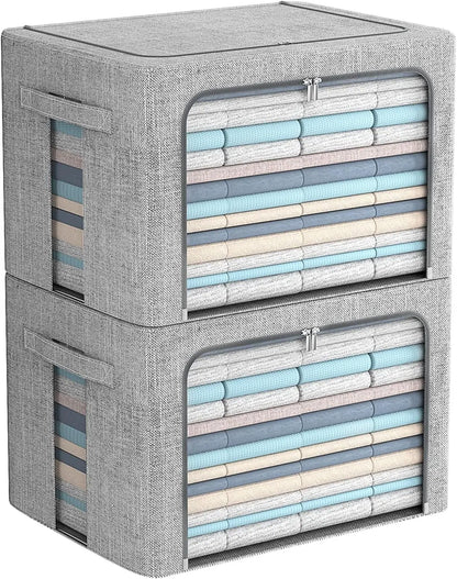 Collapsible Cloth Storage Bins with See Through Lid - Pexav