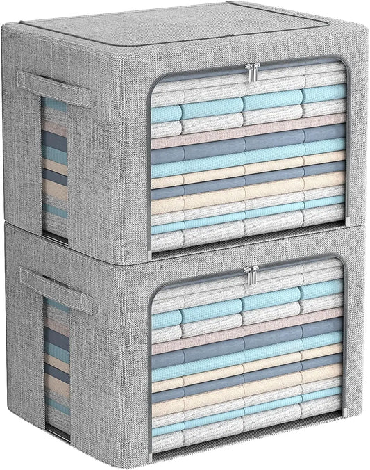 Collapsible Cloth Storage Bins with See Through Lid - Pexav