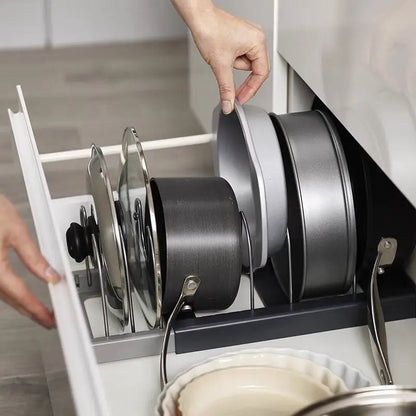 Space Saving Kitchen Cookware Holder with 7 Compartments
