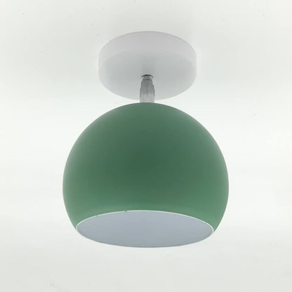 Green ceiling light fixture on a white background