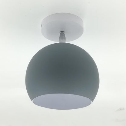 Ceiling light fixture with a gray shade on a white background
