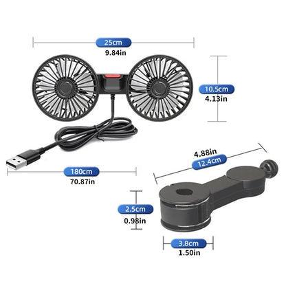Compact Car Air Cooler 360° Adjustable 3 Speed Fan