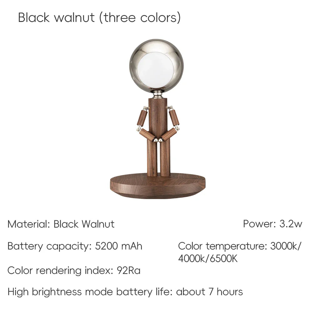 Space Theme Wooden Desk Lamp