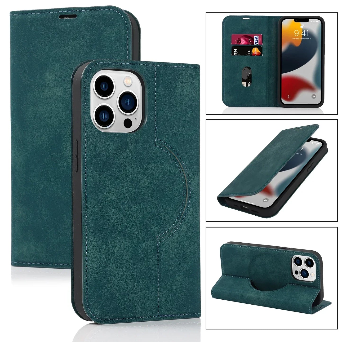 Slim Magnetic Phone Wallet Case with Wireless Charger