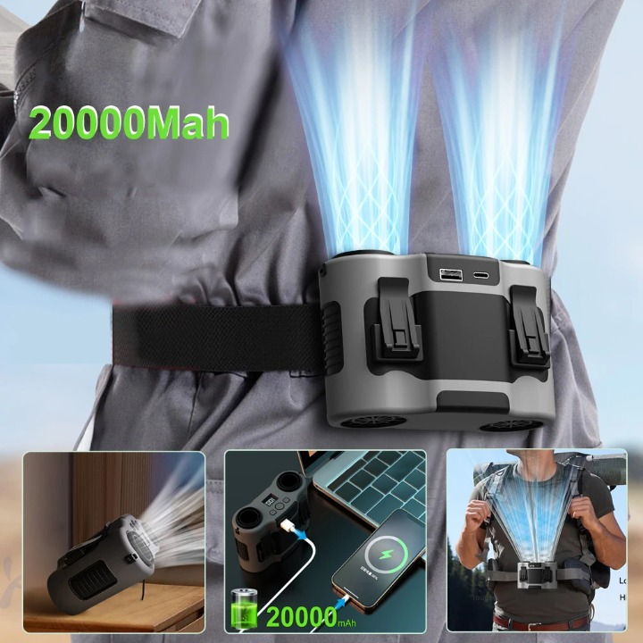 Compact Belt Clip Rechargeable Fan with Long Battery Life