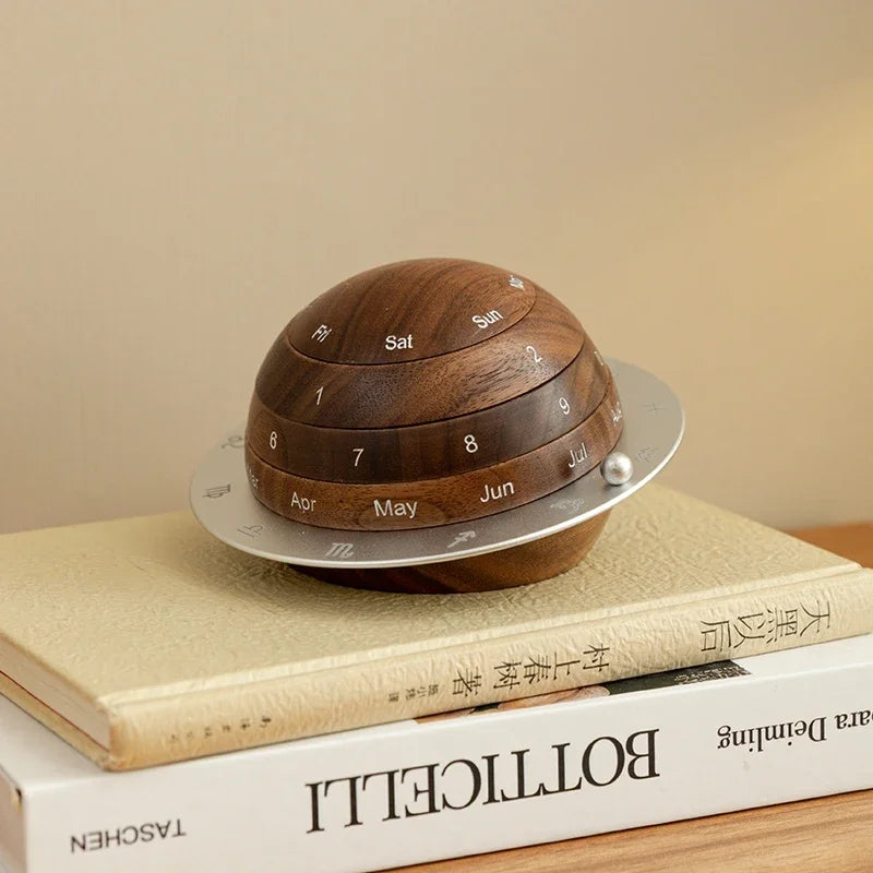 Simple Wooden Desk Calendar Clock - Pexav