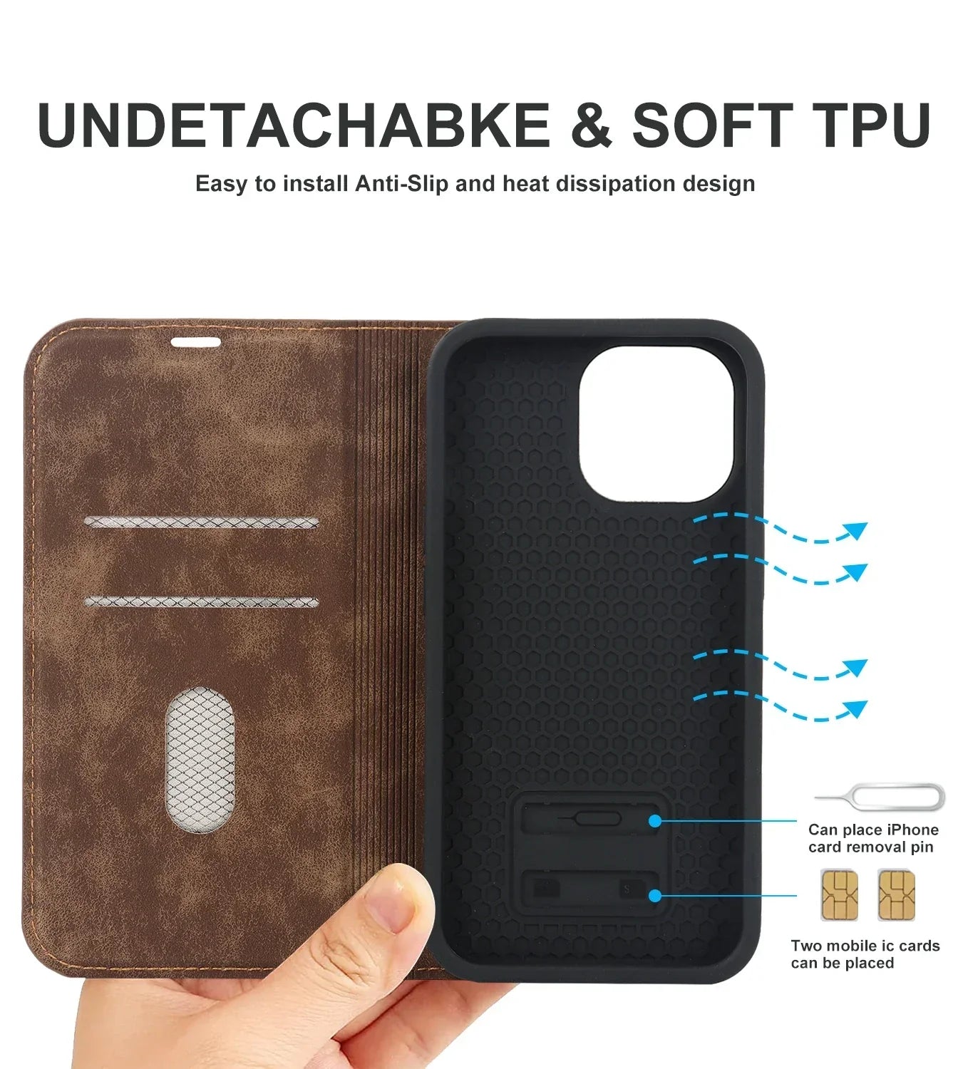 Slim Magnetic Phone Wallet Case with Wireless Charger