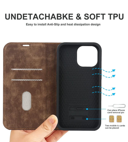 Slim Magnetic Phone Wallet Case with Wireless Charger