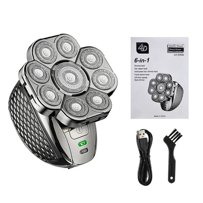 Advanced 6-in-1 Men's Rechargeable Shaver with Adjustable Heads - Pexav