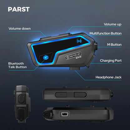 Waterproof Motorcycle Bluetooth Intercom for 10 Riders