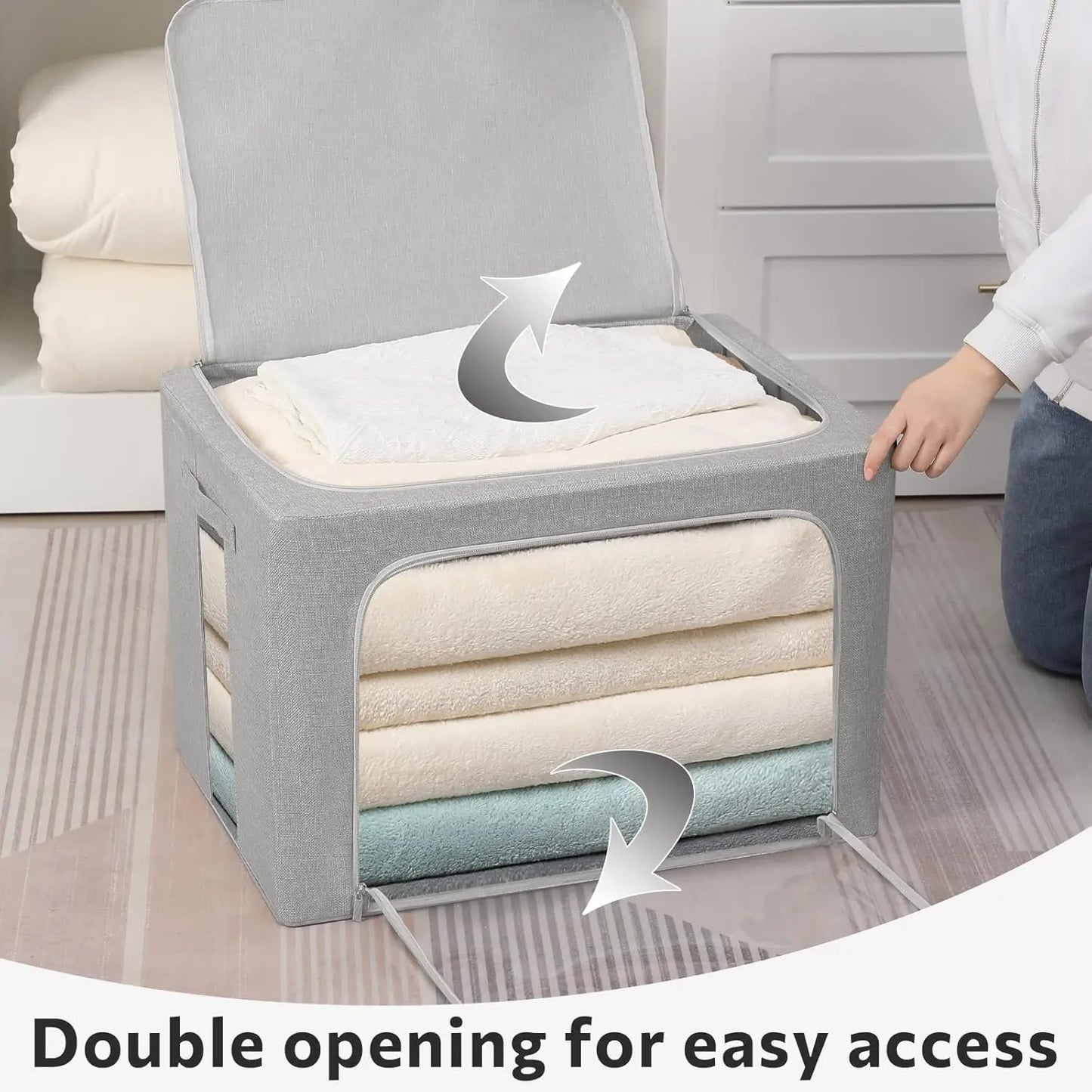 Collapsible Cloth Storage Bins with See Through Lid