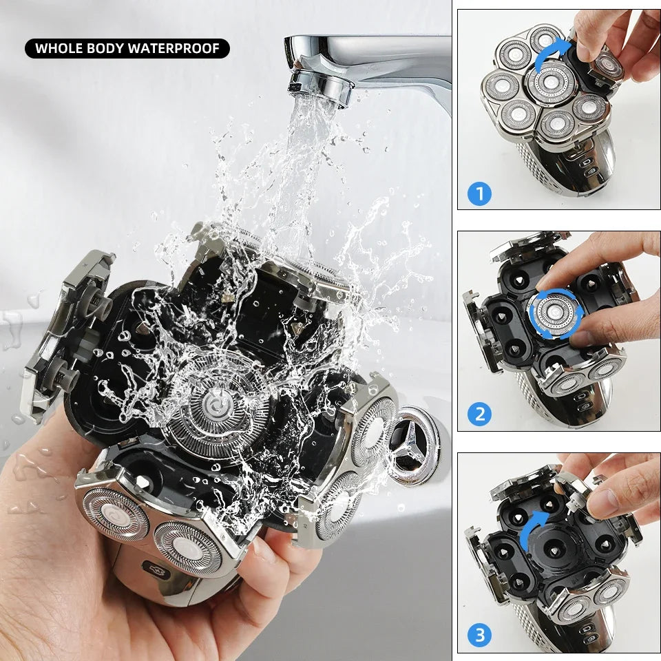 Advanced 6-in-1 Men's Rechargeable Shaver with Adjustable Heads