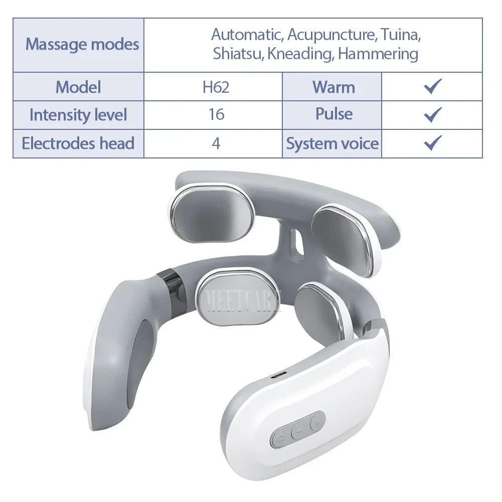 Wireless Rechargeable Neck Massager for Pain Relief