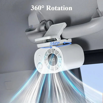 Compact Car Air Fan with 360 Rotation & Adjustable Speed