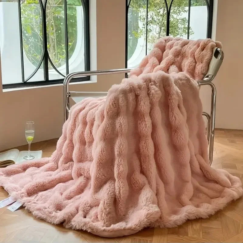 Soft Plush Reversible Throw Blanket for Home
