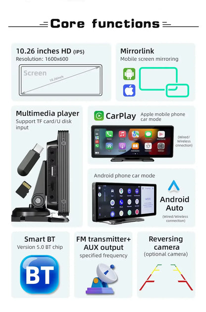 Touchscreen Car Stereo with Wireless CarPlay and Android Auto