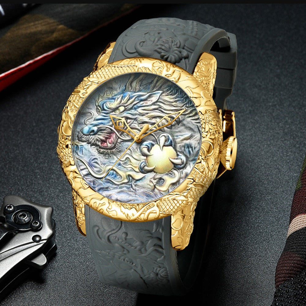 Vintage Dragon Pattern Quartz Watch