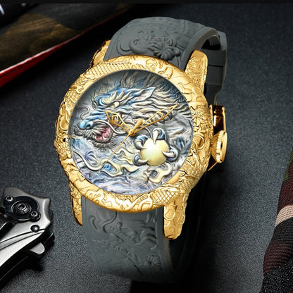Vintage Dragon Pattern Quartz Watch