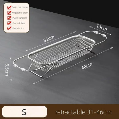 Compact Kitchen Sink Mesh Colander Rack