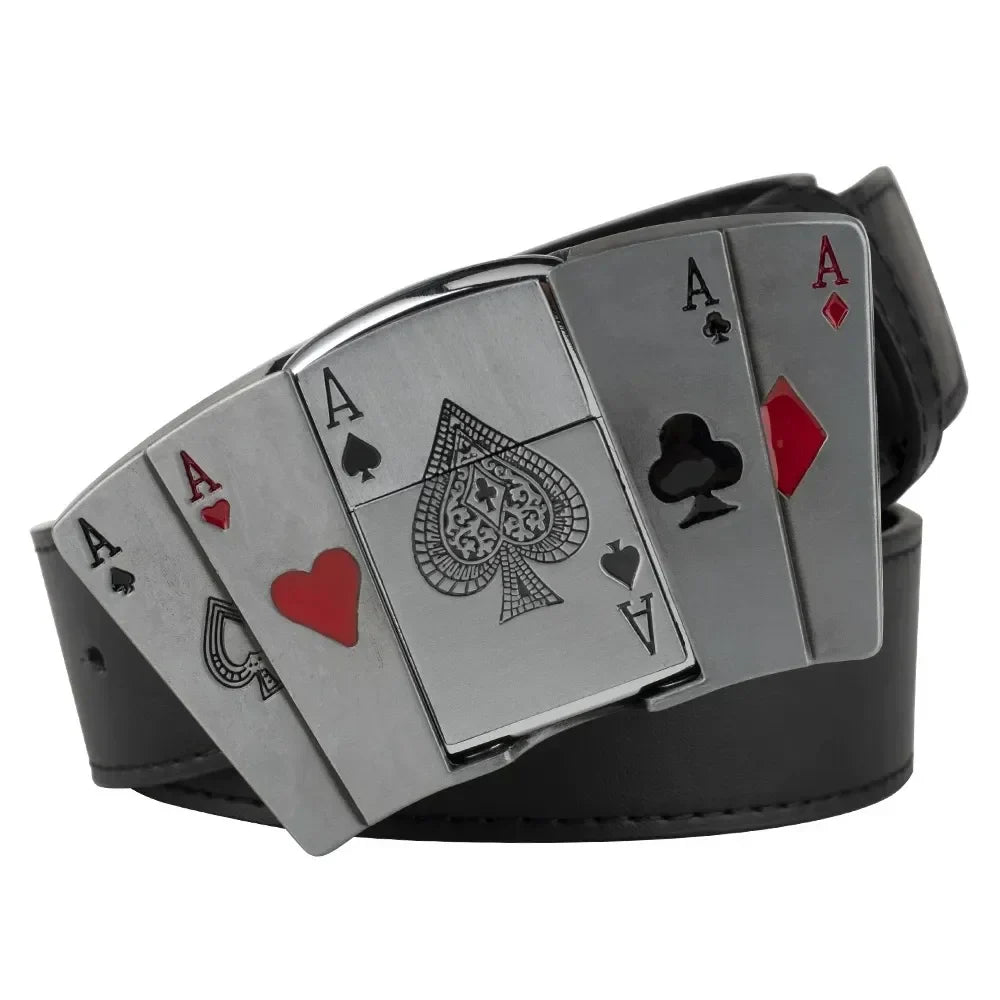 Vintage Gas Lighter Buckle Leather Belt