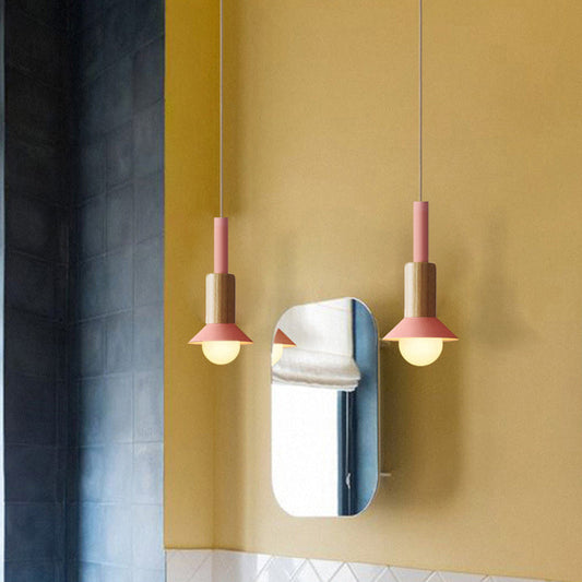 Rustic Wooden Pendant Lamp with Metal Accents - Pexav