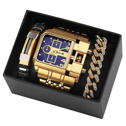 Large Face Quartz Mens Luxury Watch Gift Set