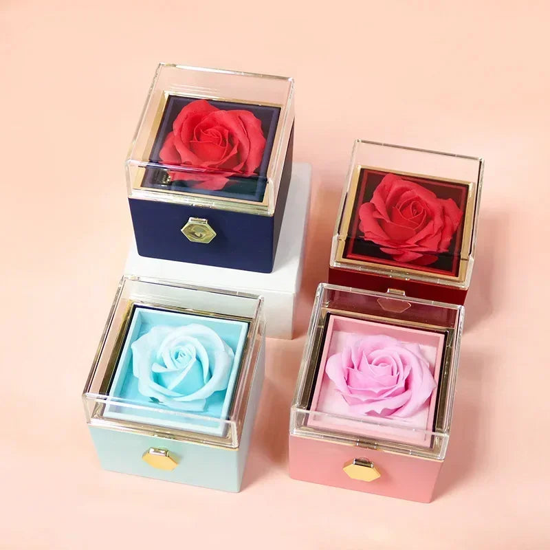 Beautiful Floral Rotating Jewelry Case - Pexav