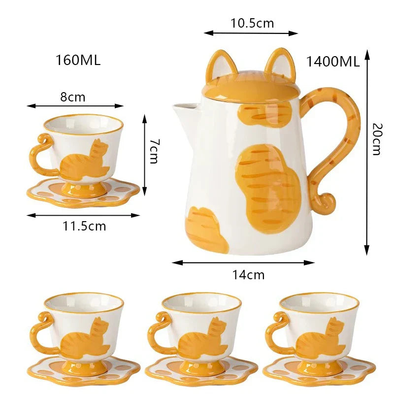 Vibrant Kitty Artistic Coffee Tea Cup Set