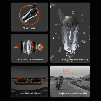 Waterproof Motorcycle Bluetooth Intercom Headset System