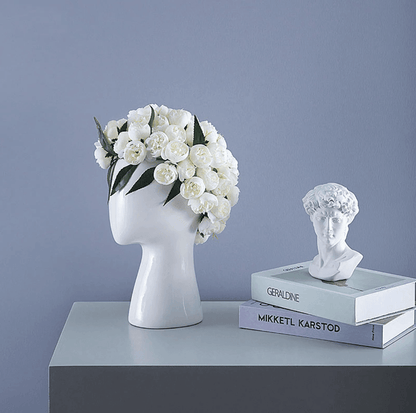 Unique Face Shaped White Ceramic Decor Vase