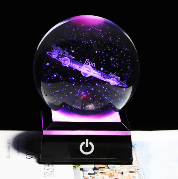 Colorful Crystal Globe Solar System Lamp with LED Base