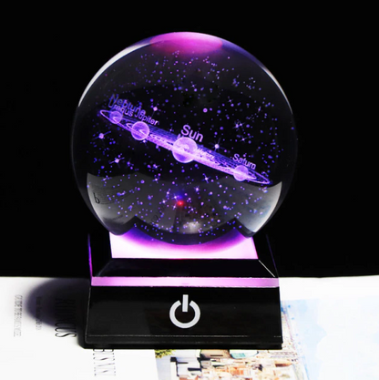 Colorful Crystal Globe Solar System Lamp with LED Base