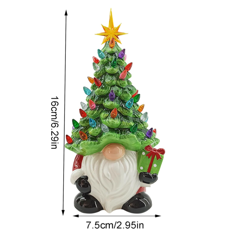 Colorful Ceramic Holiday Tree, Mini Lit Xmas Tree