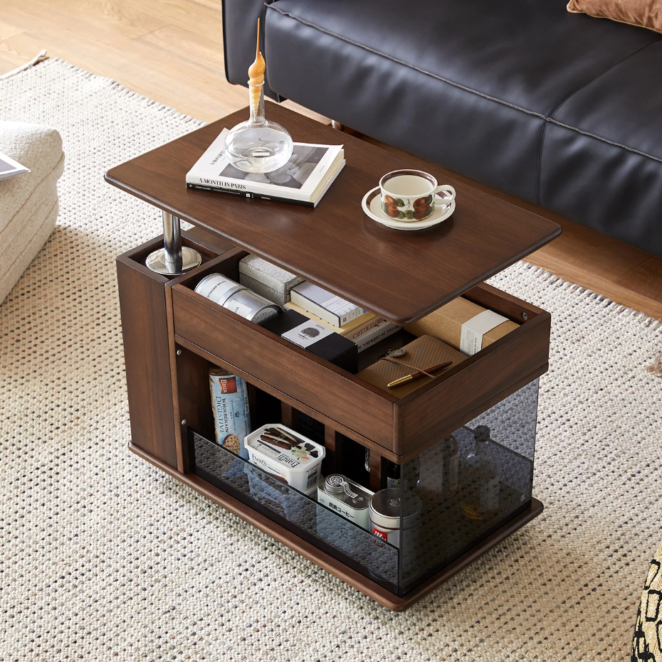 Brown Wooden Swivel End Table - Pexav