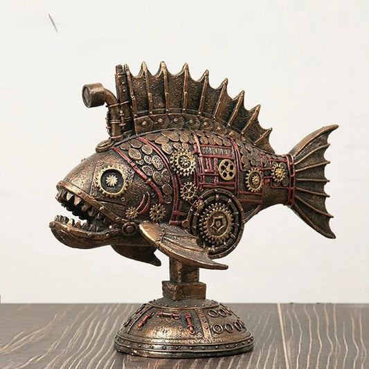 Unique Industrial Fish Statue - Pexav
